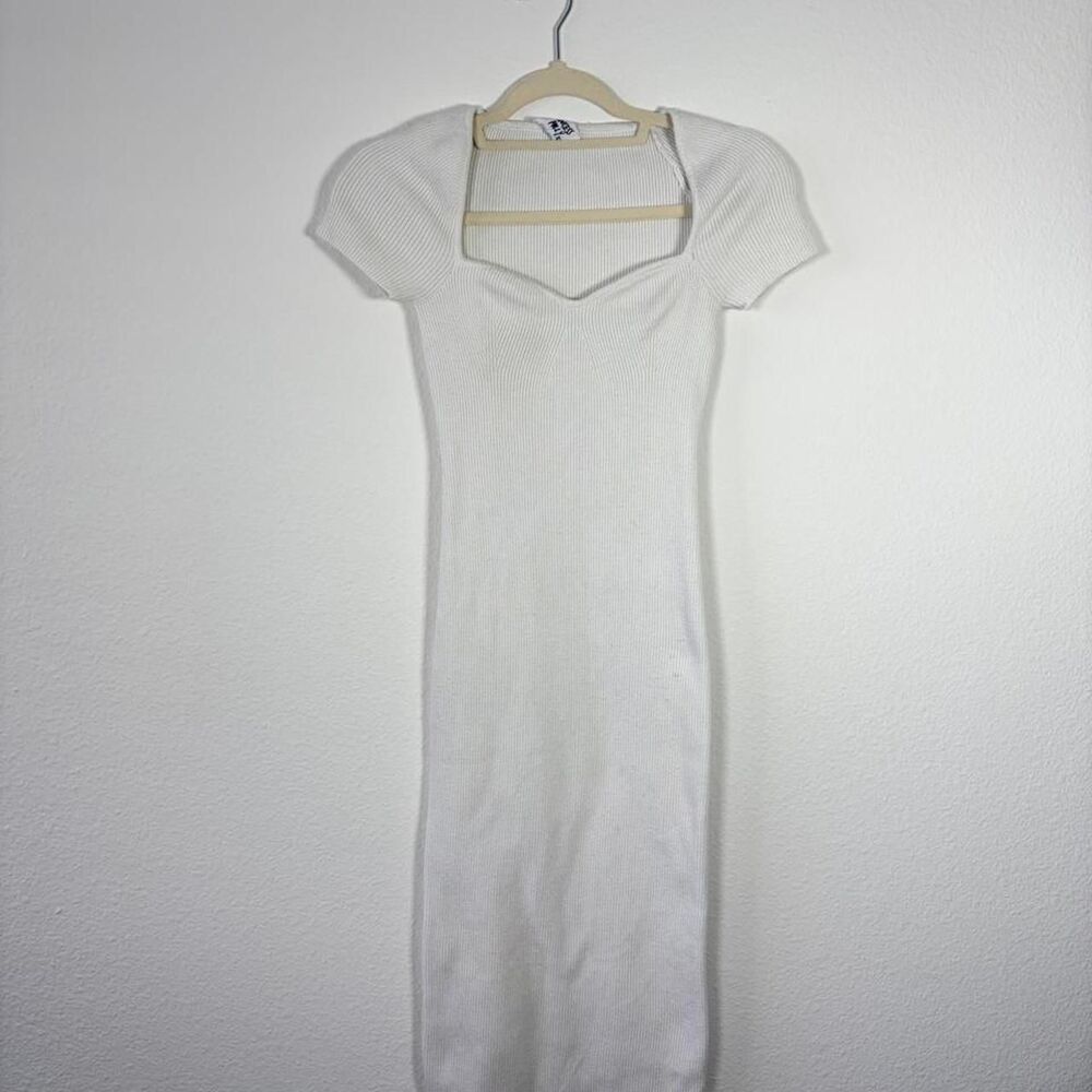 Princess Polly Ribbed Fitted Maxi Dress Women's XS Formal Long White Knit